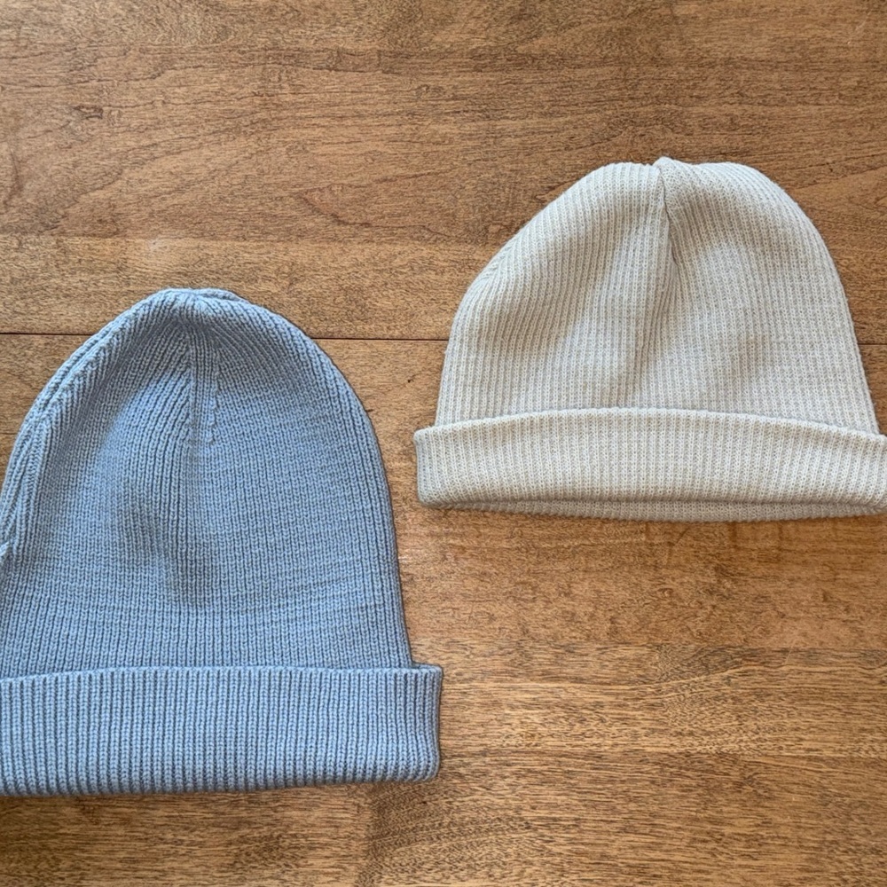 Urban Outfitters Beanie Duo - Light Blue and Cream